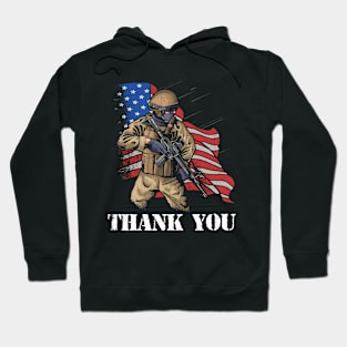 Patriotic American Flag Thank You Men Women Girls Boys Kids Hoodie